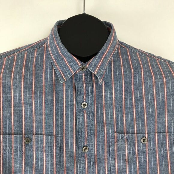 L.L. Bean Button Up Shirt Men's Large Striped Long Sleeve Cotton Casual Pockets - Picture 3 of 9